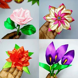 445K views · 14K reactions | 4 Ribbon Flower Crafts Ideas | Beautiful Ribbon Flower Making Handmade #ribbon #flower #diy #crafts #handmade | SmirchS | Facebook