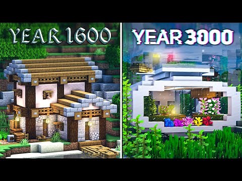 Minecraft: 4 Houses Through the Ages Tutorial | Stone Age, Medieval, Modern, Futuristic