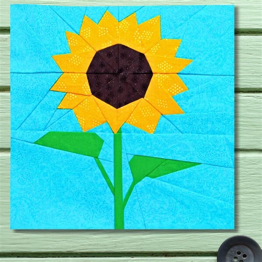 Sunflower Quilt Block FPP Pattern Foundation Paper Piecing Printable PDF 25.4cm or 10 Inches - Etsy Australia
