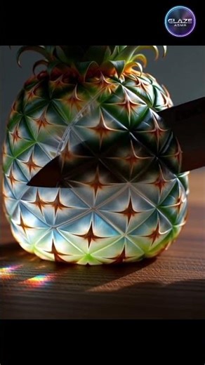 Cutting Glass Pineapple ASMR 🍍#ai #aiart #asmr #glasscutting #satisfying #asmrsounds".