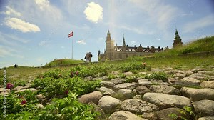 Kronborg in Helsingør, Denmark, home of Holger Danske and Hamlet, seen from the rocks on the beach