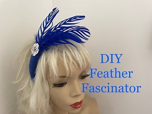 How to make a Feather Fascinator, DIY Cobalt Blue Halo Padded Headband/Hairband
