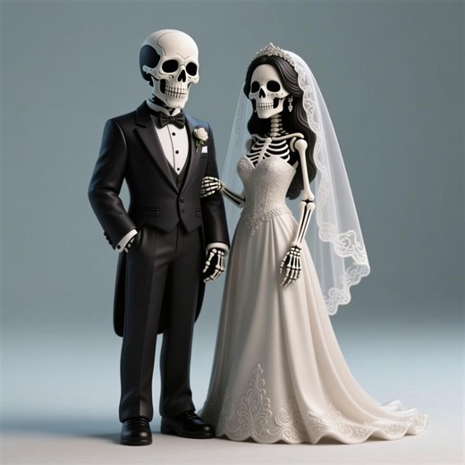 Skeleton Bride and Groom Figurine STL | Gothic Wedding Cake Topper | 3D Printable Halloween Couple - Etsy