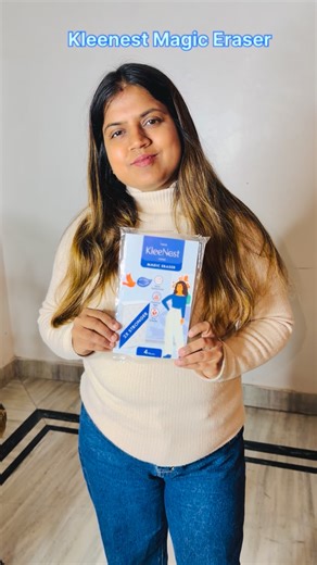 Cute.naisha on Instagram: "Comment for the link 👇 Experience Hassle-Free Cleaning with our Magic Eraser! ✅ Works with just water – no harsh chemicals ✅ Perfect multi-surface cleaner (walls, tiles, glass, floors, shoes & more) ✅ Removes tough stains, grease & marks with ease ✅ Non-abrasive & scratch-free – safe for delicate finishes ✅ Eco-friendly, reusable & sustainable Upgrade your cleaning routine – safe for you, your family & the planet 🌍✨ @kleenest.in #Amazonfinds #trendingreels #multipurp