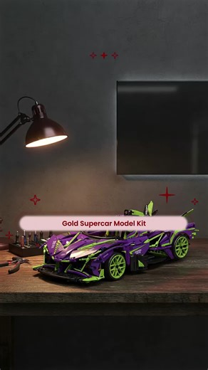 Collectible Supercar Building Set, Model Car Kit for Boys Aged 12 , Gold Super Sports Car Gift (2183 Pcs), Ca Prop 65 Compliant