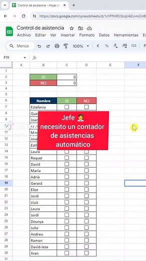 Contador automático de asistencias en Excel