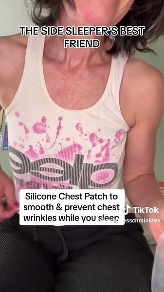 Smooth chest wrinkles and prevent new chest lines from forming with our original product, 100% medical grade silicone reusable Chest Wrinkle Patch #chest #chestpatch #chestwrinkles #chestwrinklesbegone #chestwrinklepatch #siliconepatches #patches #skincarethatsticks #silicone #reparative #occlusive #wrinklesschminkles #wrinkles
