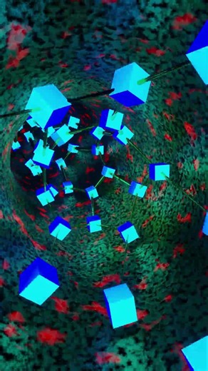 Futuristic Abstract Tunnel with Glowing Blue Cubes Animation #djlight #loop #digitalart