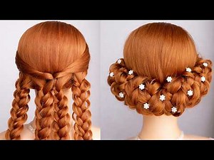 So Simple! Braided Hairstyle For Ladies | Messy Bun Hairstyle for Wedding & Party | Elegant Look