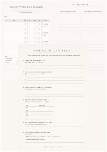 Weekly Focus Action Pack | Work Printable Worksheet, Task Tracker & Notes Template | A4 PDF - Etsy