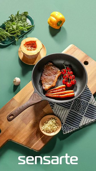 SENSARTE Nonstick Frying Pan Skillets, Swiss Granite Coating Omelette Pans, Healthy Cookware Chef's Pan, Free of Intentionally Added PFOA (8 Inch Frying Pan and 3.5QT Saute Pan)