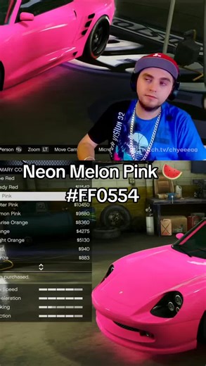 Another color for you guys 👌 super neon melon pink 🍉 the code is FF0554 💯 #gta5 #gta #gaming #fyp #foryoupage