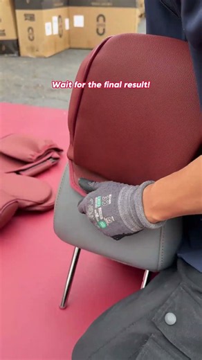 EKR custom red rear seat cover installation for the Toyota Highlander.