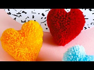 DIY Heart Pompoms Made Simple - Perfect heart shape pompom making video step by step v