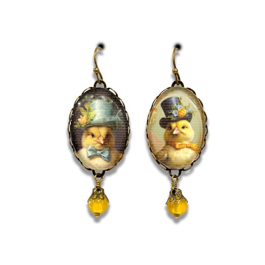 Mismatched Easter Chick Earrings, Lady & Gentleman Chicken Earrings, Spring Jewelry - Etsy