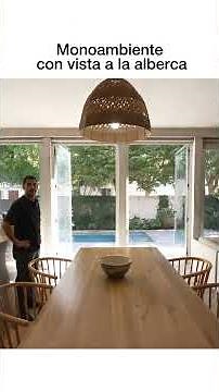 Monoambiente con vista a la alberca. #CasaDeConcreto #CasaModernaMexico #VillaModerna