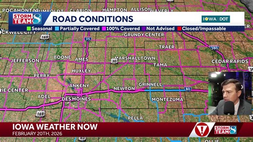 Join us for a live conversation with Storm Team 8 Meteorologist Jon Rivas. How much snow fell overnight and the cold moving in. We are still dealing with dangerous travel conditions and snow covered roads over most of the state this morning as the system slowly moves out to the east. Accumulations are coming in around 4 to 8 inches across the metro with some high totals just to the north. Based on radar estimates, areas near Story, Marshall, and Hardin counties may have seen more. We will get mo