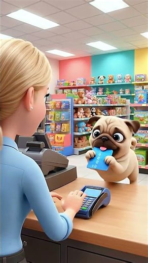 Pug Puppy Buys Tower Crane | Magnetic Hook Rotating #shorts #pug