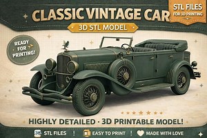 Classic Vintage Car STL Model, Retro Automobile 3D Printable File - Etsy