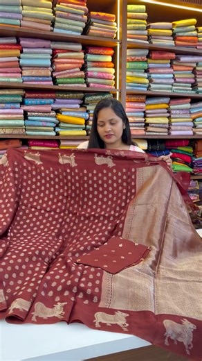 Navya Jyothi Voruganti on Instagram: "Search Code: HC975 Sale Price: Rs1600/- Banarasi Georgette sarees with zari butties Banarasi blouse 80 cms For orders visit our website thehorizoncollections.com"