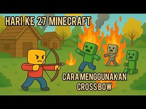 HARI KE 27 MINECRAFT || CARA MENGGUNAKAN CROSSBOW ATAU BUSUR SILANG DI MINECRAFT