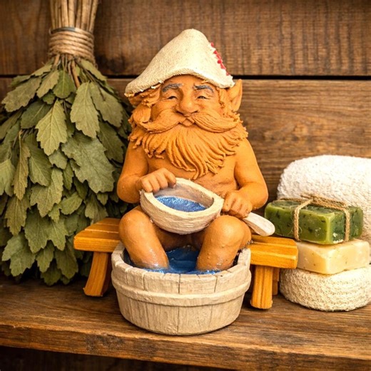 Sauna Gnome Figurine • Sauna Guardian Spirit • Finnish Saunatonttu • Rustic Spa Decor Gift - Etsy
