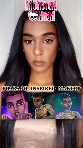 I tried Pharaoh's makeup look from Monster High 👀 #monsterhigh #makeuptransformation