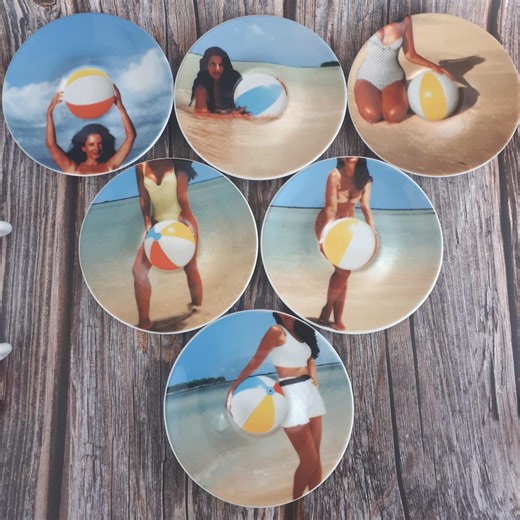 Illy Art Collection Marina Abramovic 2002 Rosenthal Set 6 tazzine espresso con piattini Edizione limitata Design artistico beach Coffee cups