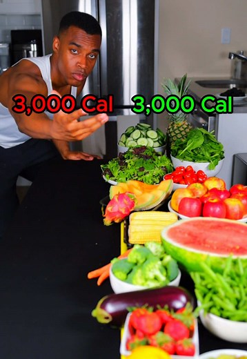 3,000 calories of birthday cake❌ Vs 3,000 calories of Whole Foods✅ ☹️ High calorie sweets are adding pounds to your stomach. So many people are trying to lose fat and end up eating thousands of calories of sweets and wonder why they keep gaining weight. 😱 If this continues you will end up eating too many calories, failing your diet, and end up with a bigger stomach than when they started. 😁 To actually lose the fat, eat low calorie Whole Foods and watch the weight melt off. ✅ Follow for more.