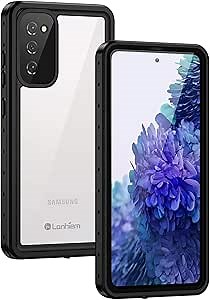 Lanhiem for Samsung Galaxy S20 FE Case, IP68 Waterproof Dustproof with Built-in Screen Protector, Heavy Duty Full Body Protective Phone Case for Galaxy S20 FE 5G, Black/Clear