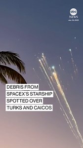 4.3M views · 49K reactions | Debris was spotted over the Turks and Caicos Islands on Thursday after SpaceX launched a rocket from Texas. The Starship prototype failed in space minutes after launching, cutting short a test mission set to include a debut attempt to deploy satellites. Elon Musk reposted one of the videos showing the debris, saying “Success is uncertain, but entertainment is guaranteed.” Read more: https://abcnews.visitlink.me/Pv2s7j | ABC News | Facebook