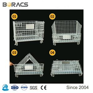 [Hot Item] Custom Warehouse Zinc Galvanized Foldable Stacking Storage Steel Metal Storage Cage Weld Logistic Wire Mesh Cage Container