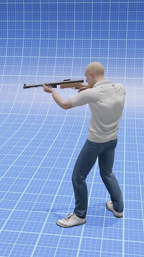 3D Animated Character Firing Gun in Virtual Environment