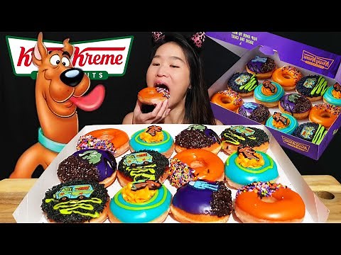 Eating A Dozen Krispy Kreme's NEW Scooby Doo Donuts! Halloween Doughnuts - Dessert Mukbang ASMR
