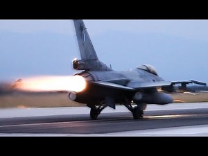 HAF F-16 | Dusk Takeoffs with Afterburner | Volos Airport | Loud F16 in Action