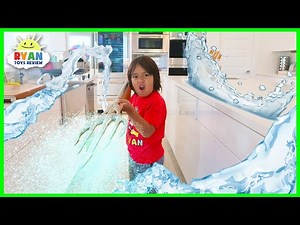 Ryan Pretend Play Indoor Swimming Pool with Aquaman Trident!!! - Videos For Kids