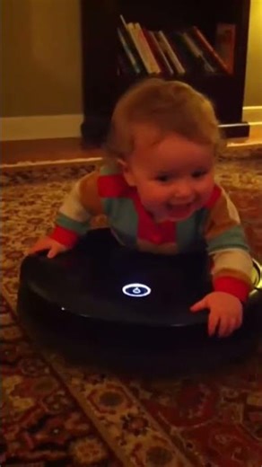 Work smarter, not harder! 😂 Baby's hilarious robot vacuum joyride