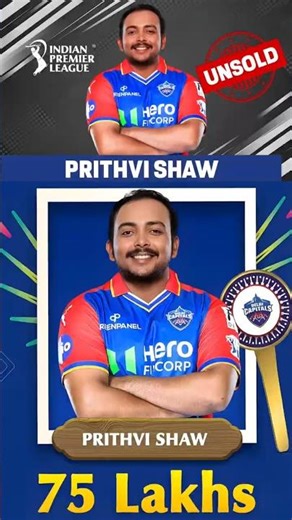 Why Prithvi Shaw Went Unsold Despite Base Price — Then Snapped by DC for ₹75 Lakh! #shorts #msdhoni