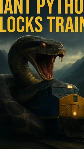 🐍 Giant Python Blocks Train in the Mountains 😱 | AI Scene 🚂🌄