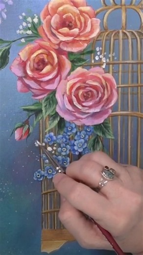 “Floral Bird Cage Challenge Tutorial” 🕊️🌸❤️ full tutorial series at Thankfulart.com!! 🙂 #art