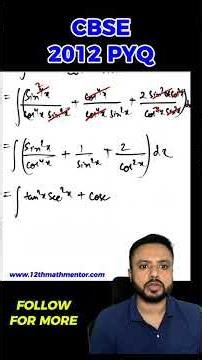 Integration CBSE 2012 PYQ Solved | CBSE Class 12 Maths #12thmathmentor