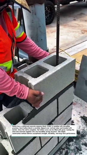CMU Wall Reinforced for Maximum Strength! #Construction #Masonry #Concrete