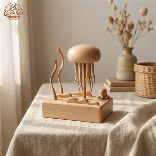Handmade Wooden Jellyfish Automata, Hand Carved Kinetic Wood Sculpture, Automaton Toy - Etsy