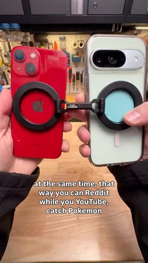 7.3K views · 20 reactions | Double magnetic ring mounts are here -- letting you prop up your MagSafe-compatible phone at any angle, attach it to anything made of ferrous metal, or even stick two phones together. They typically cost around $15; the beefy one here is branded Shinewee, the flatter one comes from GK but also goes by other names. Each comes with a pair of adapters so you can use them on non-magnetic surfaces. | The Verge | Facebook