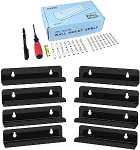 Vinyl Record Shelf Wall Mount 8Pack,7 Inch Acrylic Record Shelf,Record Wall Display, Vinyl Record Holder CD Rack,8 Pack (Black)