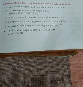 A. Unscramble the letters to form words with the help of the cl... | Filo