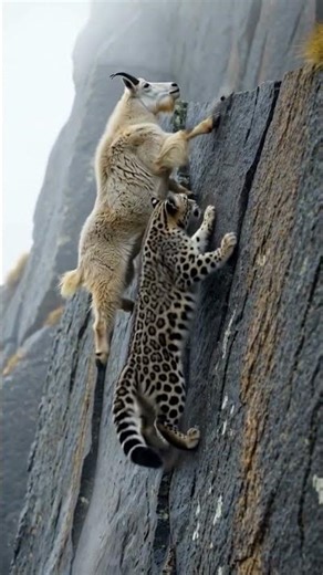 [Wild Moment] 🐐 The Mountain Goat's Miraculous Escape and the Isolated Leopard 🐆