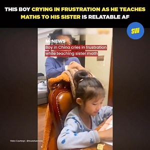 17K views · 180 reactions | In the clip, a young 12-year-old brother is seen crying in frustration while teaching maths to his younger 9-year-old sister. As per reports, the video was recorded and posted by the children’s mother, from Liaoning in China, Zhong. | ScoopWhoop | Facebook