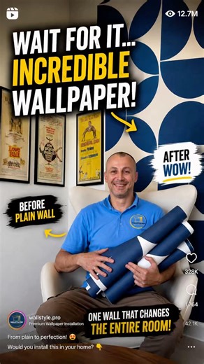 Luxury Wallpaper Transformation | Stunning Accent Wall Installation 🔥 #californiahomes #shots #diy