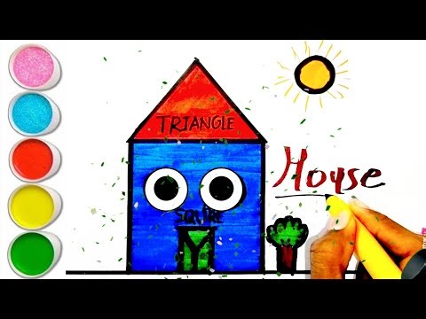 Simple House Drawing from Shapes | Preschool Learning Video | #shapesdrawing